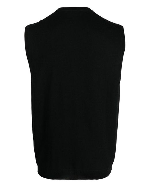 GOES BOTANICAL Black V-Neck Merino-Wool Vest for men