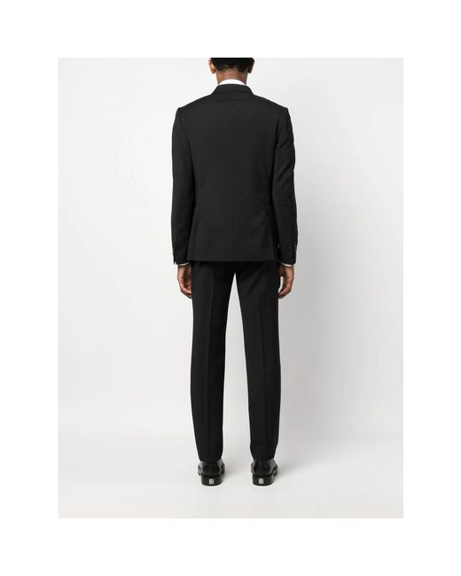 Eraldo Black Notched-Lapel Single-Breasted Wool Suit for men