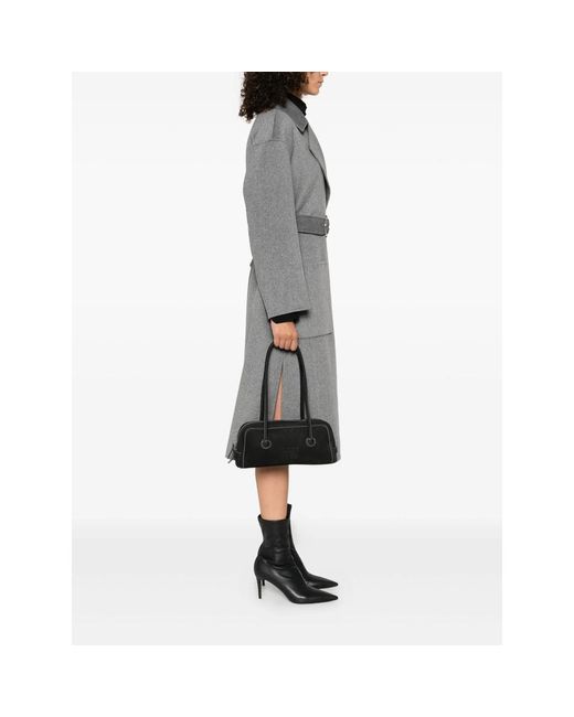 MARGE SHERWOOD Black Embossed-Logo Top-Handle Tote Bag