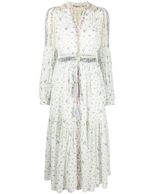 byTiMo Cotton Bohemian Floral-print Midi Dress in White | Lyst