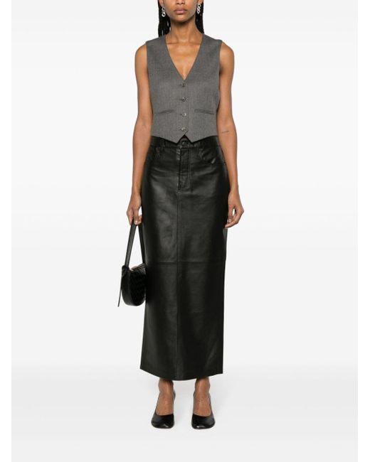 Wardrobe NYC Black Leather Maxi Column Skirt