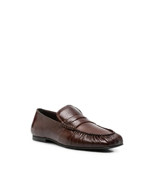 Alohas Brown Ruched Penny-Slot Loafers