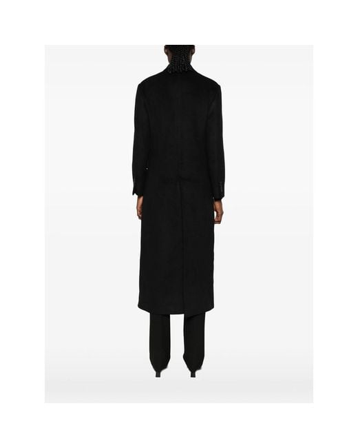 Eraldo Black Double-Breasted Peaked-Lapels Coat