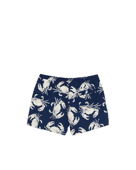 Maison Labiche Blue Crab-Print Swim Shorts for men