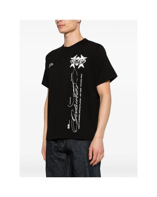 Gcds Black Graphic-Print T-Shirt for men