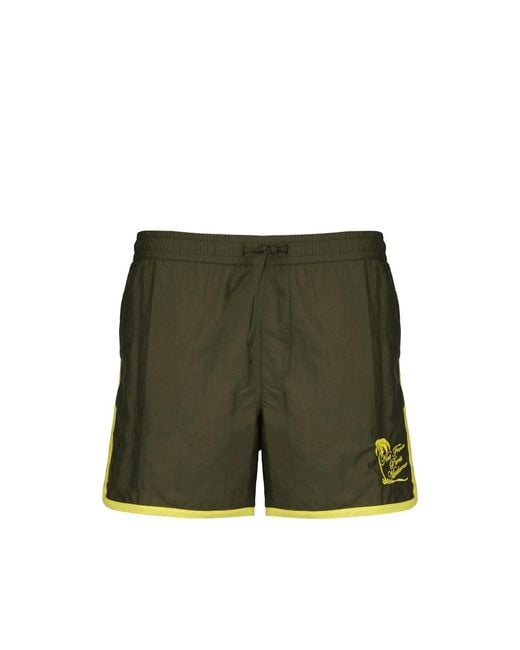Drole de Monsieur Green Logo-Print Drawstring Shorts for men