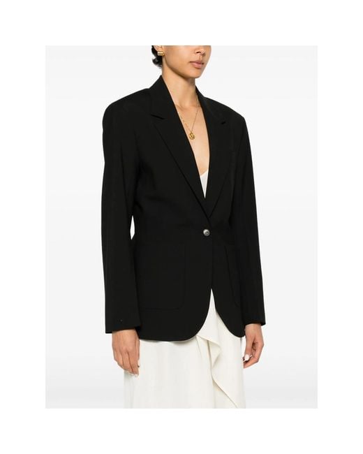 Covert Black Single-Breasted Patch-Pocket Blazer