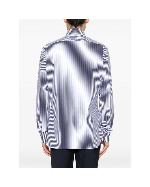 Barba Napoli Blue Striped Long-Sleeve Shirt for men