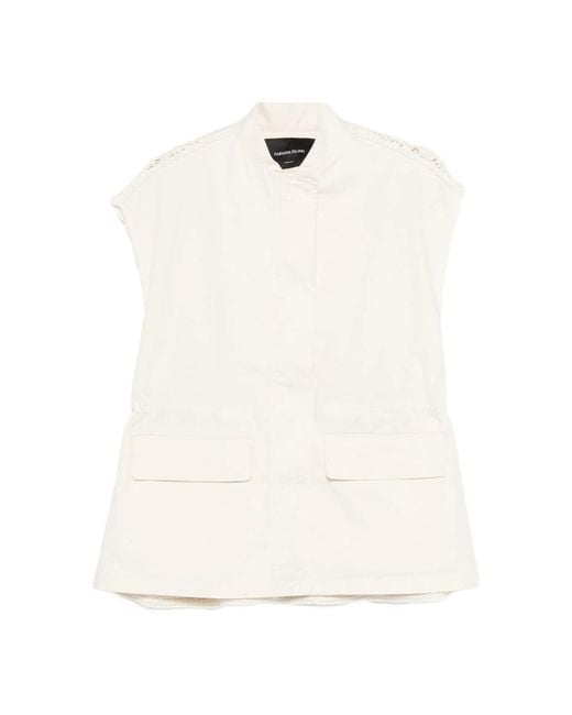 Fabiana Filippi White Stand Collar Cream Coat