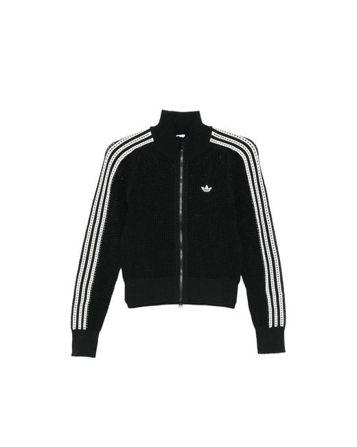 Adidas Black Three-Stripes Zip Cardigan