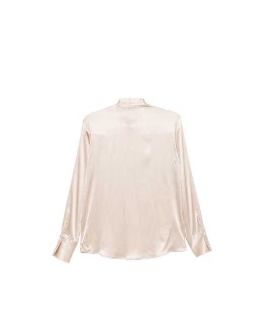 Mazzarelli Natural Pussy-Bow Satin Blouse