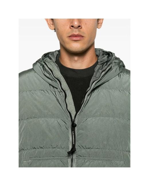 C P Company Green C. P. Company Quilted Hooded Jacket for men