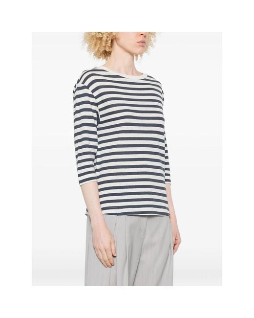 Majestic Filatures Blue Striped T-Shirt