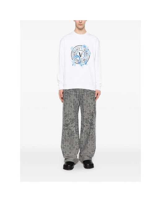 Versace Jeans Couture Blue Graphic-Print Sweatshirt for men