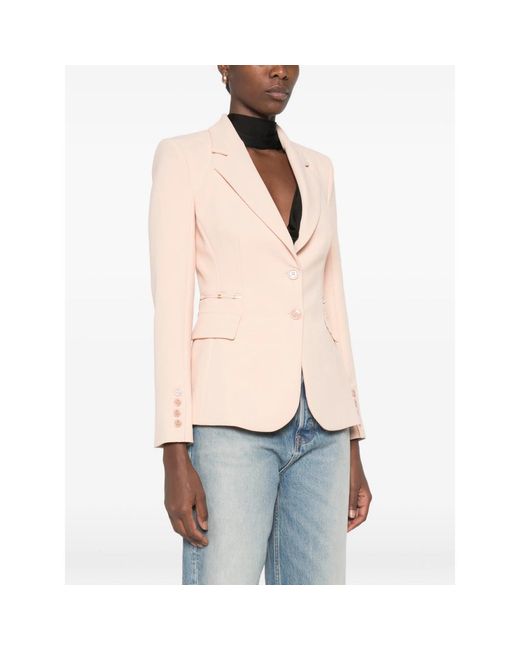 Elisabetta Franchi Pink Peak-Lapel Single-Breasted Blazer