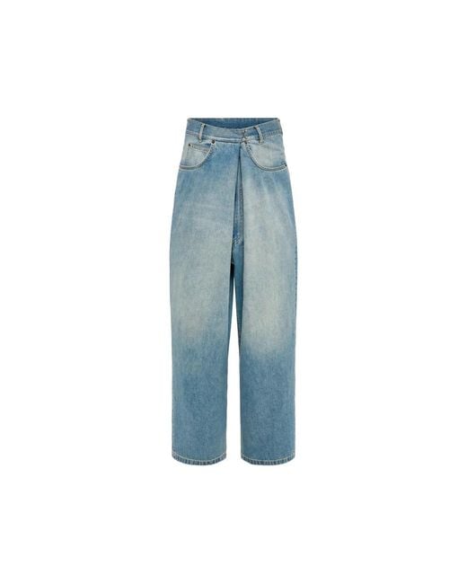 Maison Margiela Blue Wrap-Front Faded Jeans for men