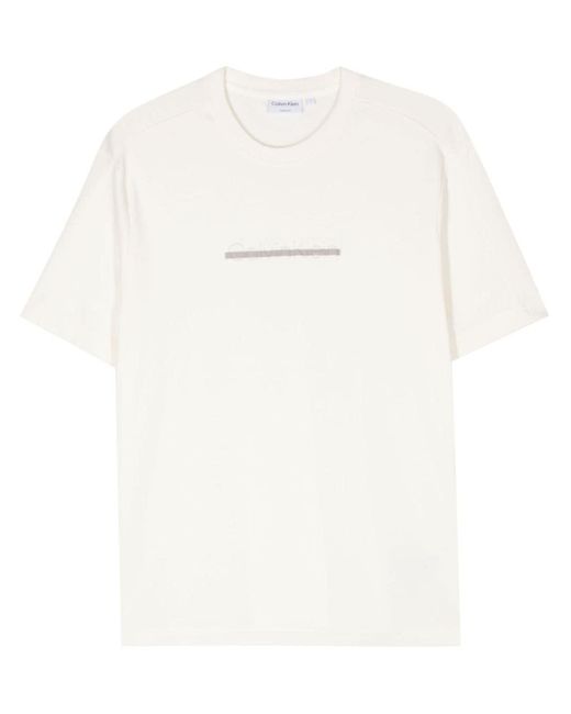 Calvin Klein White Logo-Embossed T-Shirt for men