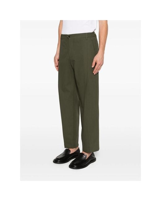 BRIGLIA Green Manhattans Pleated Trousers for men