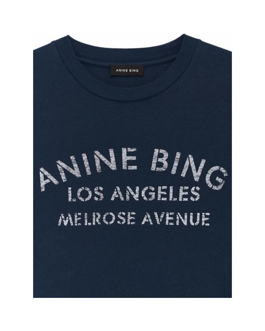Anine Bing Blue Cade Logo-Detail Short-Sleeve T-Shirt