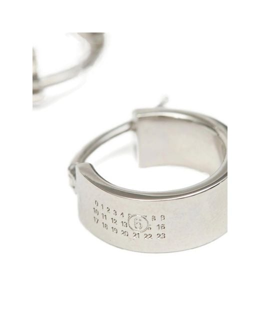 MM6 by Maison Margiela White Polished Hoop Earrings for men