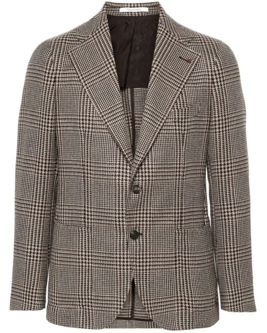 Tagliatore Brown Houndstooth Single-Breasted Blazer for men
