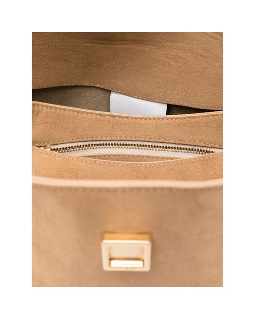 The Moire Natural Flap-Closure Tote Bag