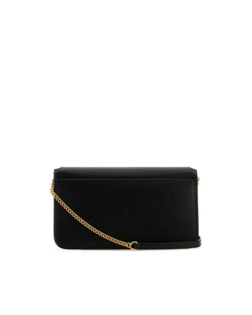 Saint Laurent Black Leather Cassandre Phone Case