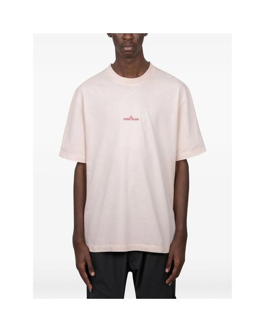 Stone Island Pink 2100001 Organic Cotton Jersey T-Shirt for men