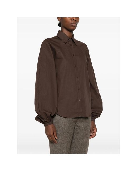 Closed Brown Balloon-Sleeve Shirt