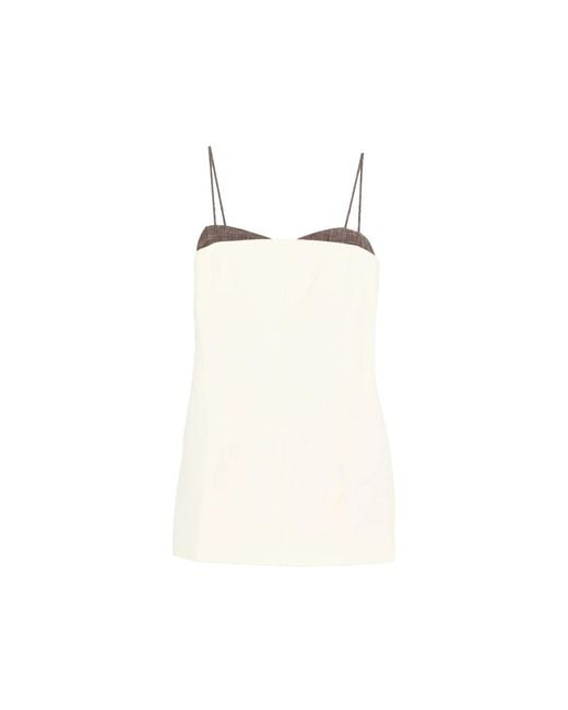 Entire studios Natural Adjustable-Strap Panel Mini Dress