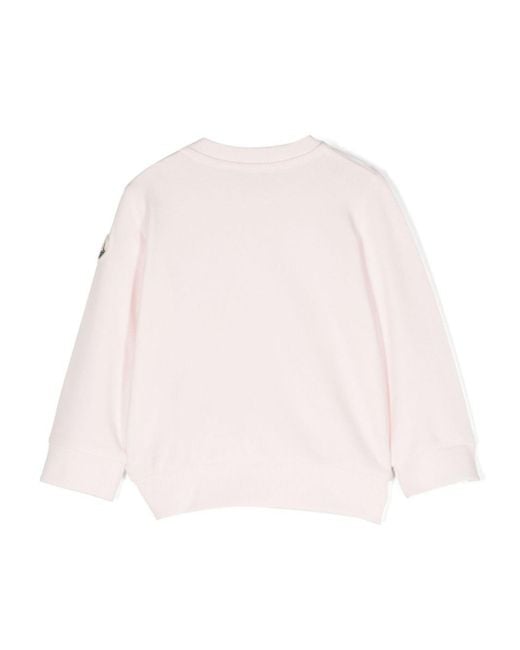 Moncler Pink Embroidered-Logo Cotton Sweatshirt