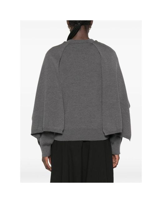 Rohe Gray Cape-Overlay Knitted Sweater