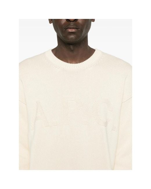 A.P.C. Natural A. P.C. Logo-Detail Crew-Neck Sweater for men