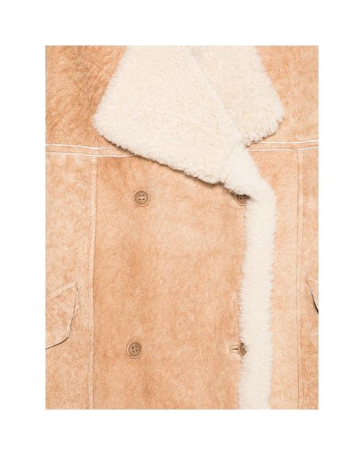 SANTORO Natural Double-Breasted Sheepskin Jacket