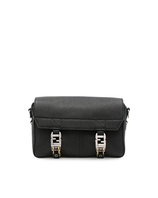 Fendi Black Small Leather Shoulder Bag for men