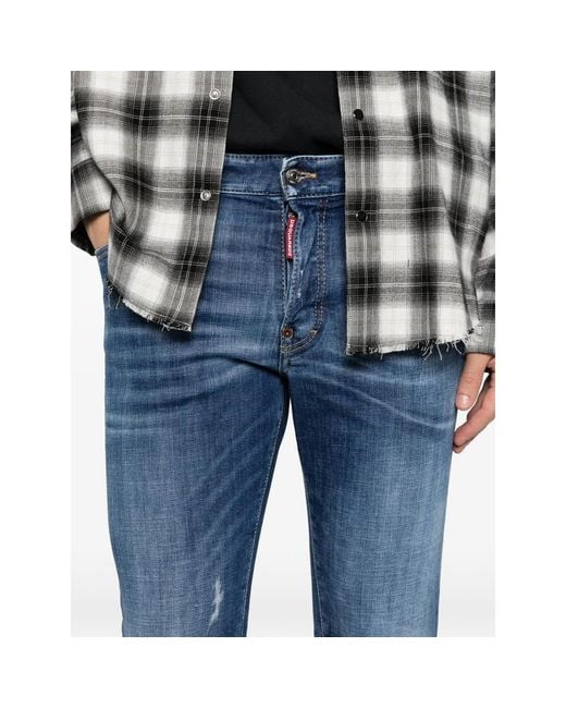 DSquared² Blue Denim Jeans With Stitching for men
