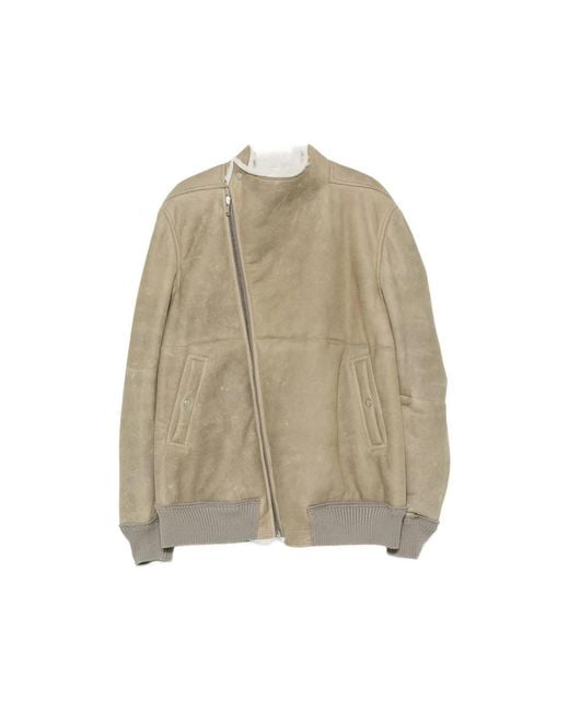 Rick Owens Natural Hollywood Flight Shearling-Lined Leather Jacket for men