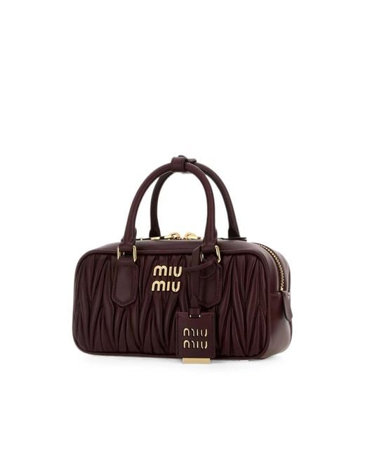 Miu Miu Brown Arcadie Matelassé Leather Tote Bag