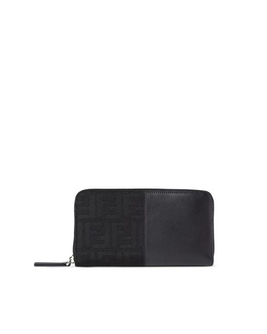 Fendi Black Ff Jacquard Zip-Around Wallet for men