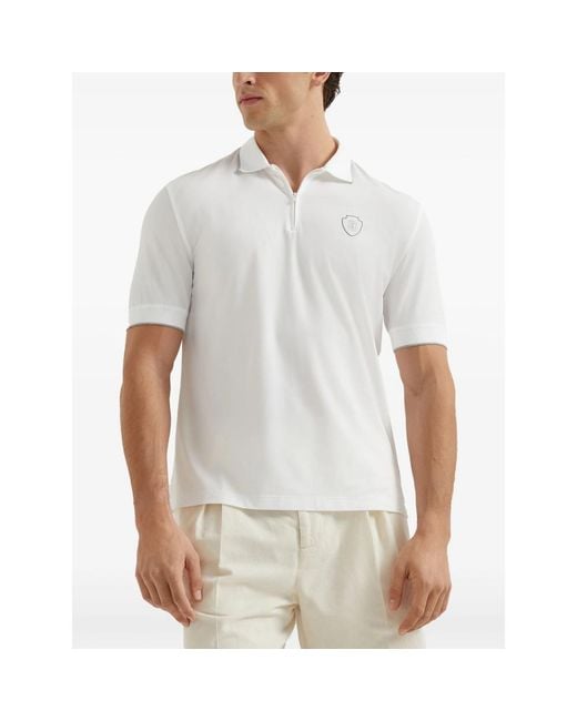 Brunello Cucinelli White Polo Shirts for men