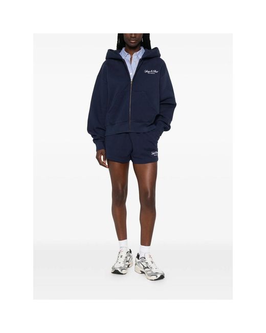 Sporty & Rich Blue Mini Shorts Cotton