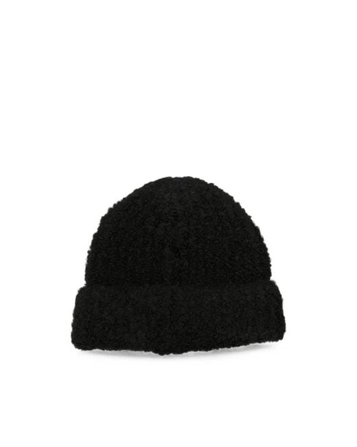 MM6 by Maison Margiela Black Logo-Patch Beanie Hat for men