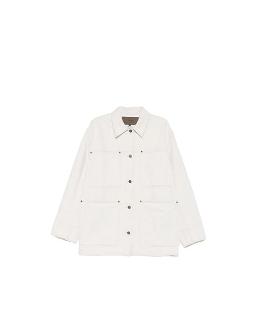 Soeur White Hija Front-Pocket Denim Jacket