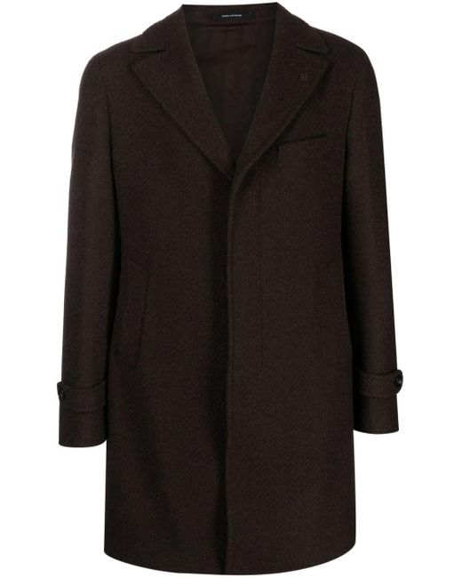 Tagliatore Black Single-Breasted Notched Coat for men
