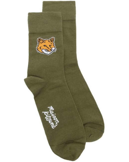 Maison Kitsuné Green Fox-Head Socks