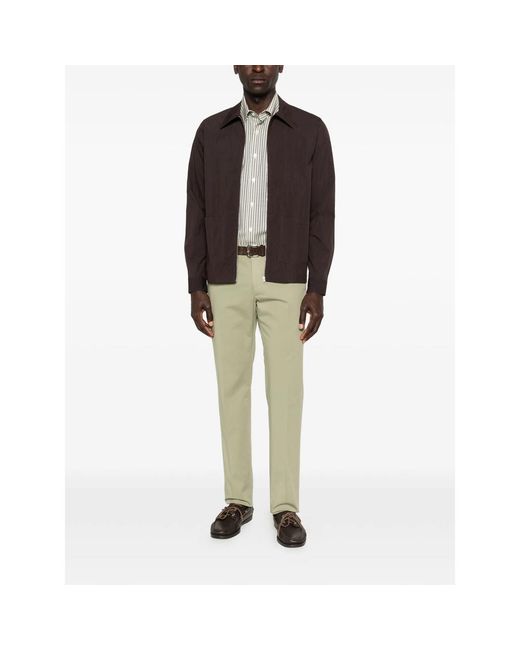 Incotex Green Belt-Loop Trousers for men