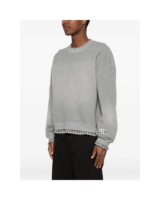 MADFRENZY Gray Gingham-Trim Sweatshirt for men