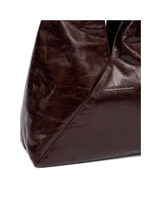 MM6 by Maison Margiela Brown Japanese Calf Leather Tote Bag