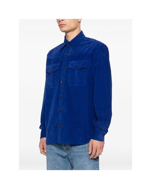 Isaia Blue Casual Shirts for men