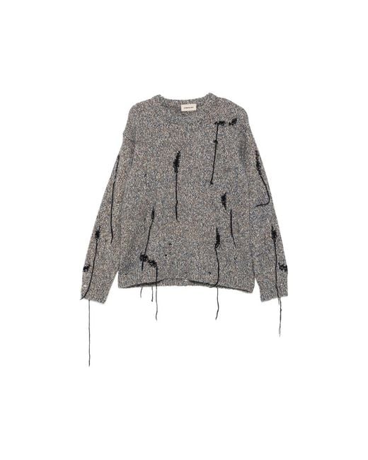 Atomo Factory Gray Distressed Marl-Knit Sweater for men